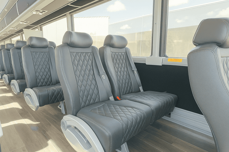 interior of Broken Arrow Coach Bus Service charter bus