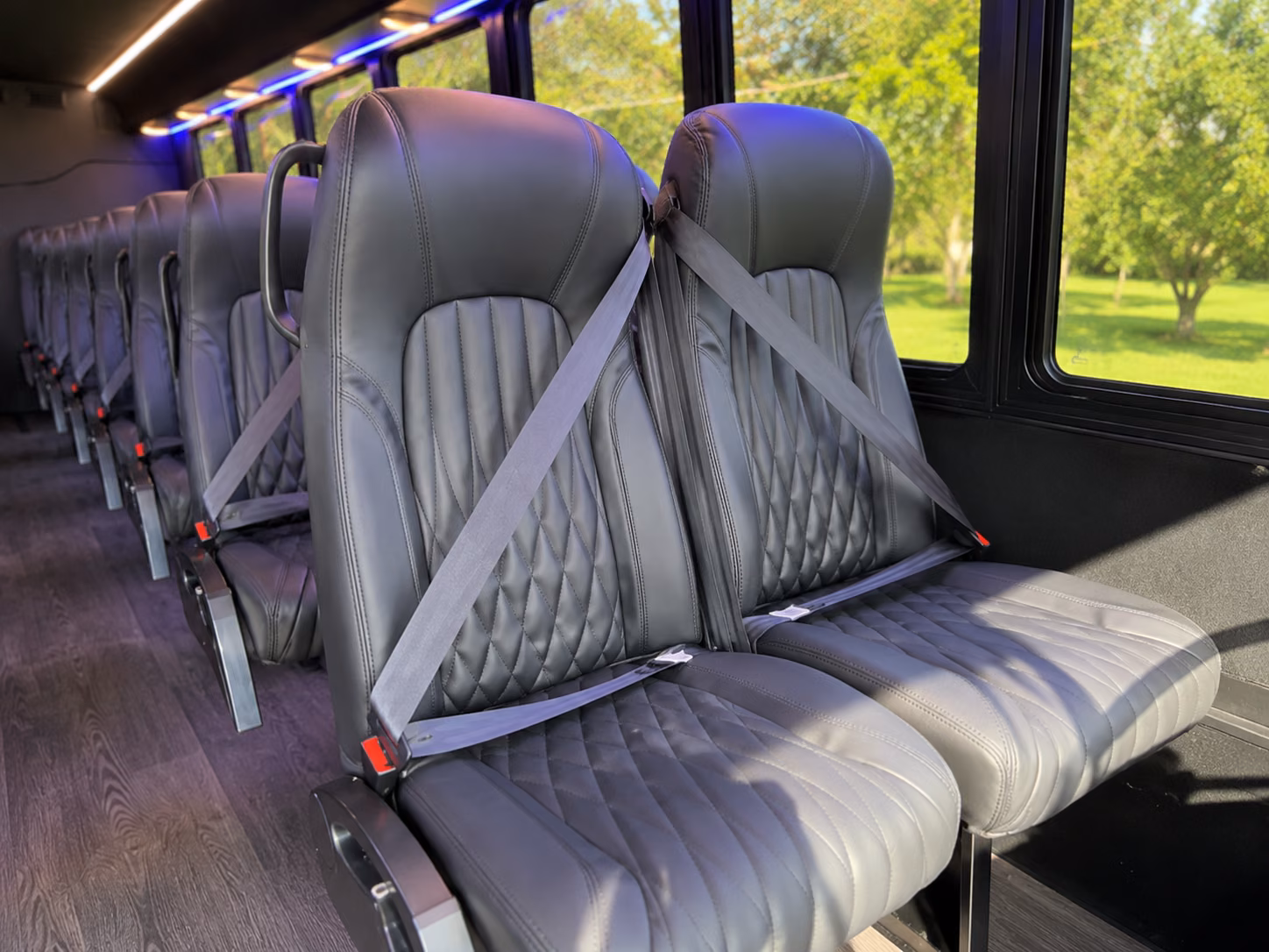 broken arrow 18 passenger minibus inside