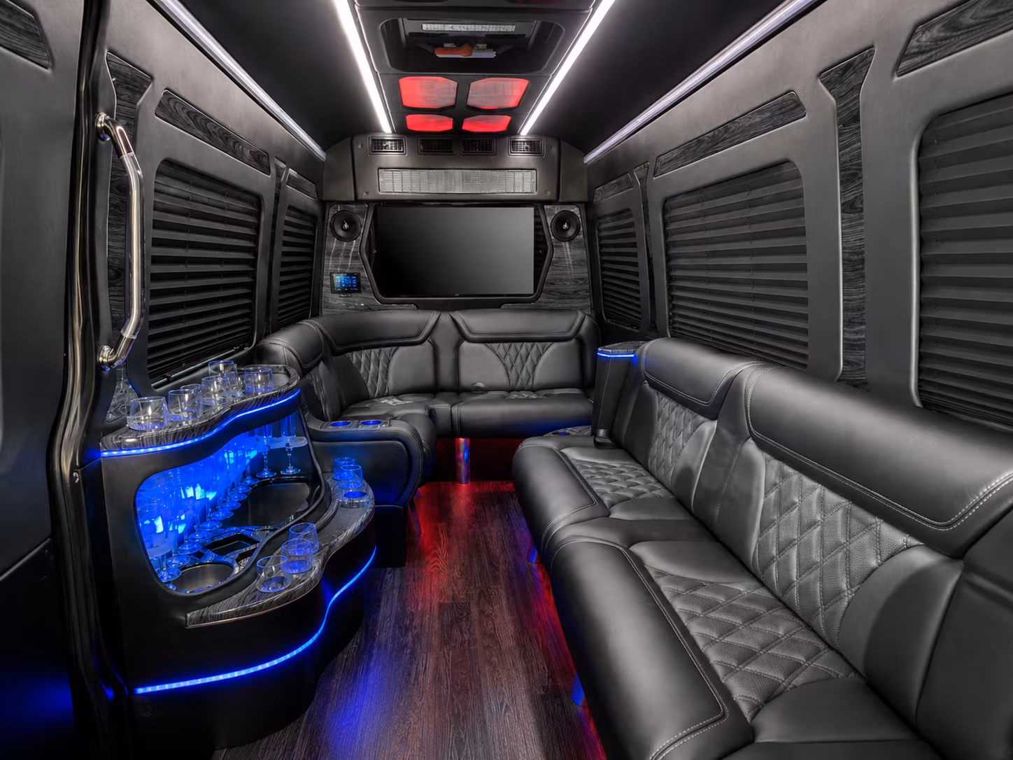 broken arrow 18 passenger party bus inside