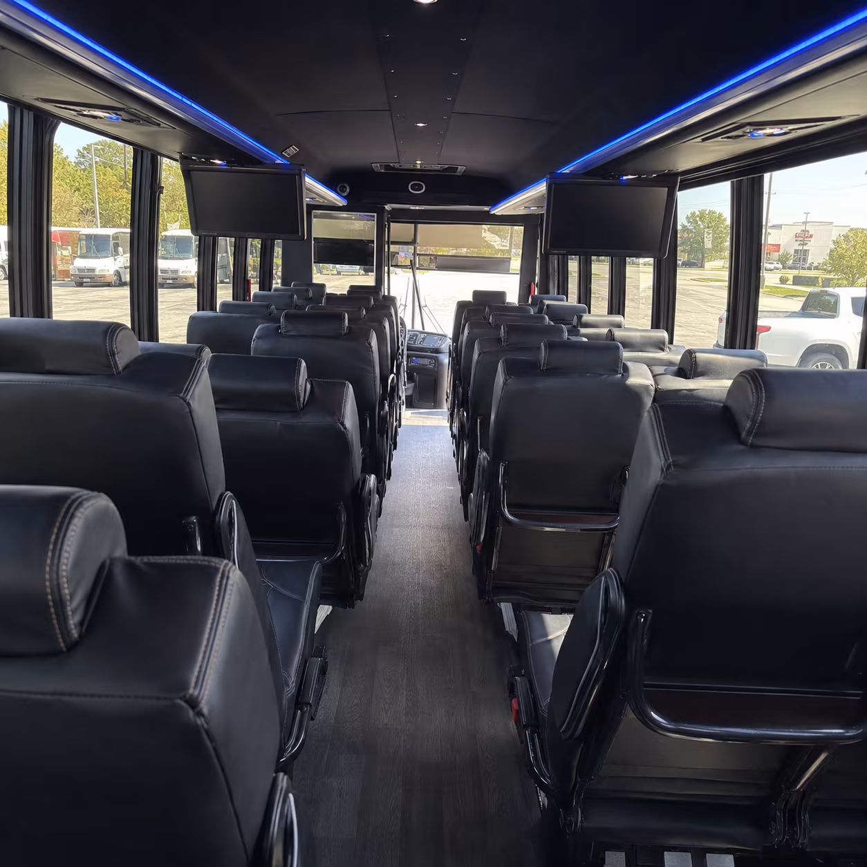 broken arrow 25 passenger minibus inside