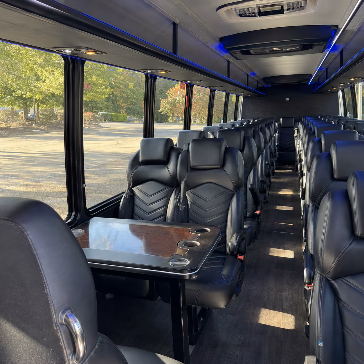 broken arrow 30 passenger minibus inside