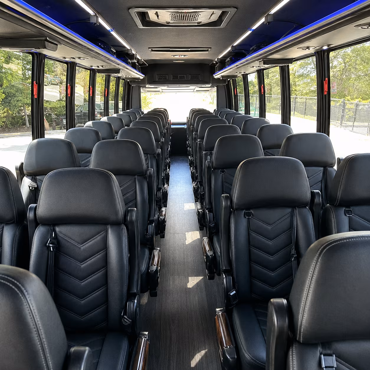 broken arrow 35 passenger minibus interior