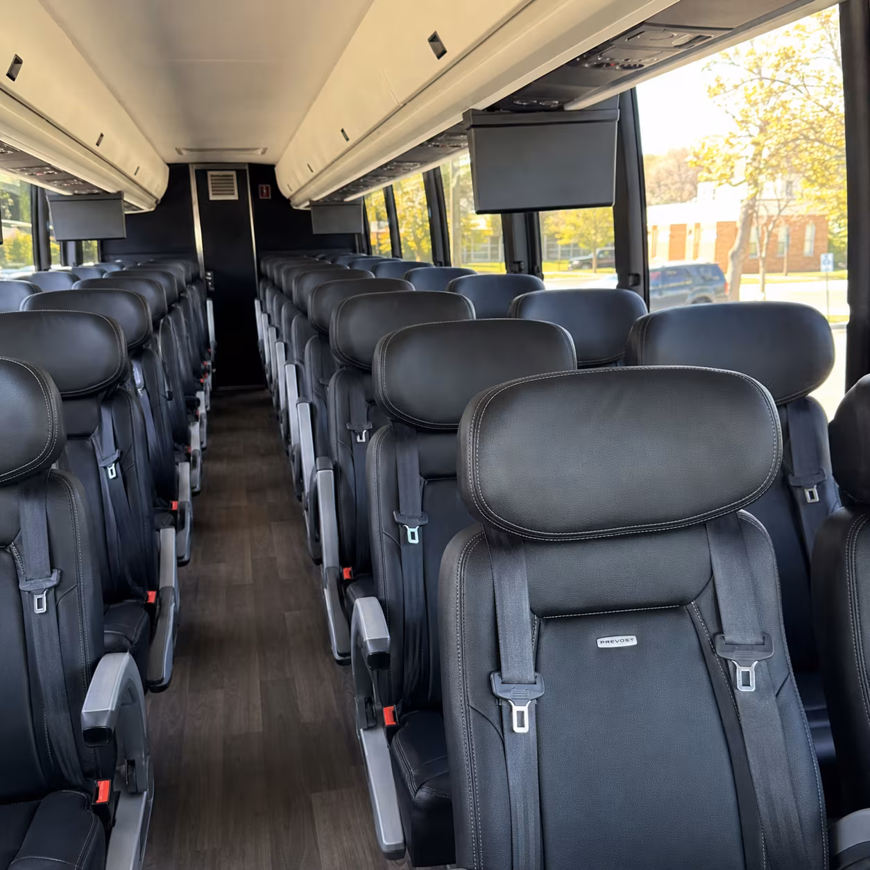 broken arrow 56 passenger charter bus inside