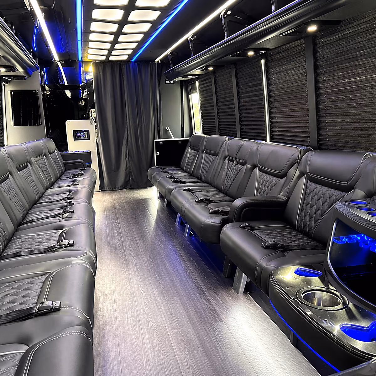 broken arrow party bus rental interior